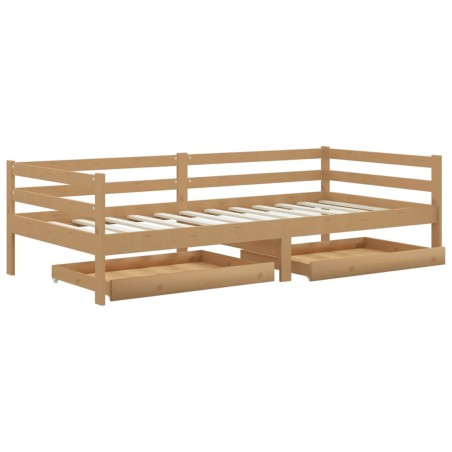 vidaXL Tagesbett mit Schubladen 90x200 cm Honigbraun Massivholz Kiefer