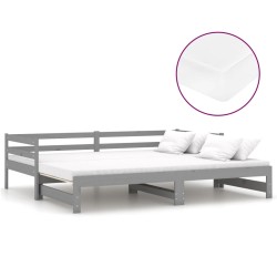 vidaXL Ausziehbares Tagesbett 2x(90x200) cm Grau Massivholz Kiefer