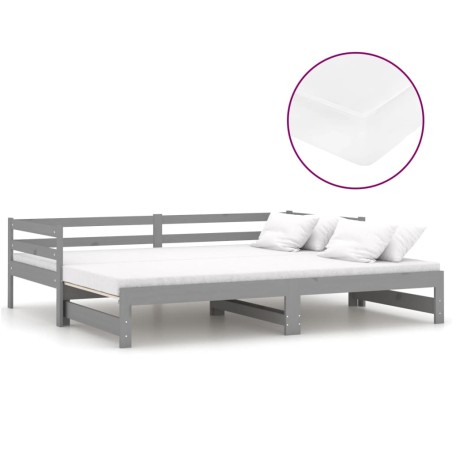 vidaXL Ausziehbares Tagesbett 2x(90x200) cm Grau Massivholz Kiefer