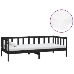 vidaXL Tagesbett mit Matratze 90x200 cm Schwarz Kiefer Massivholz