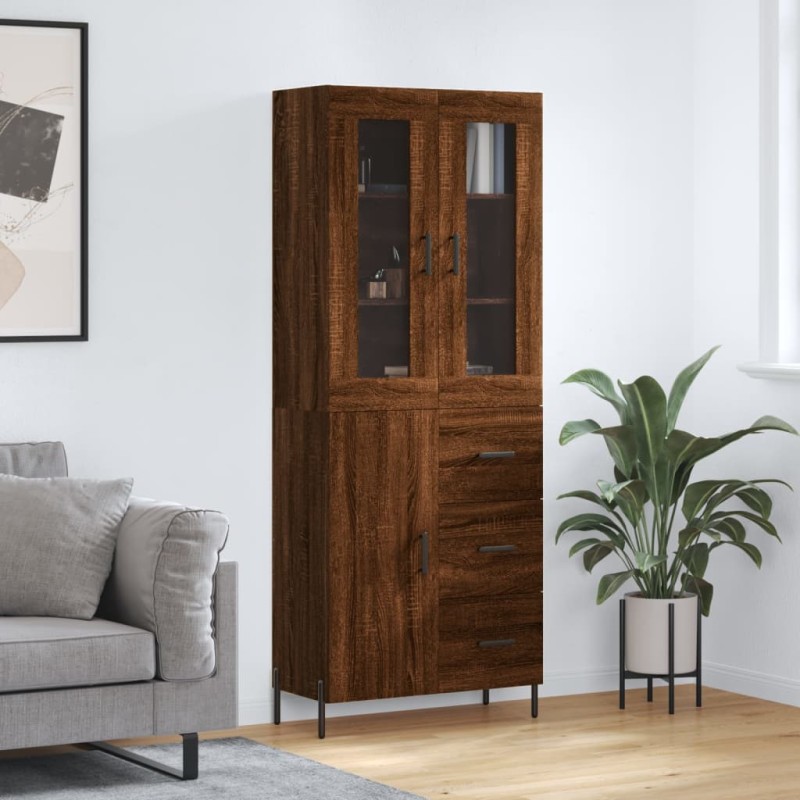 Highboard Braun Eichen-Optik 69,5x34x180 cm Holzwerkstoff Highboard Braun Eichen-Optik 69,5x34x180 cm Holzwerkstoff