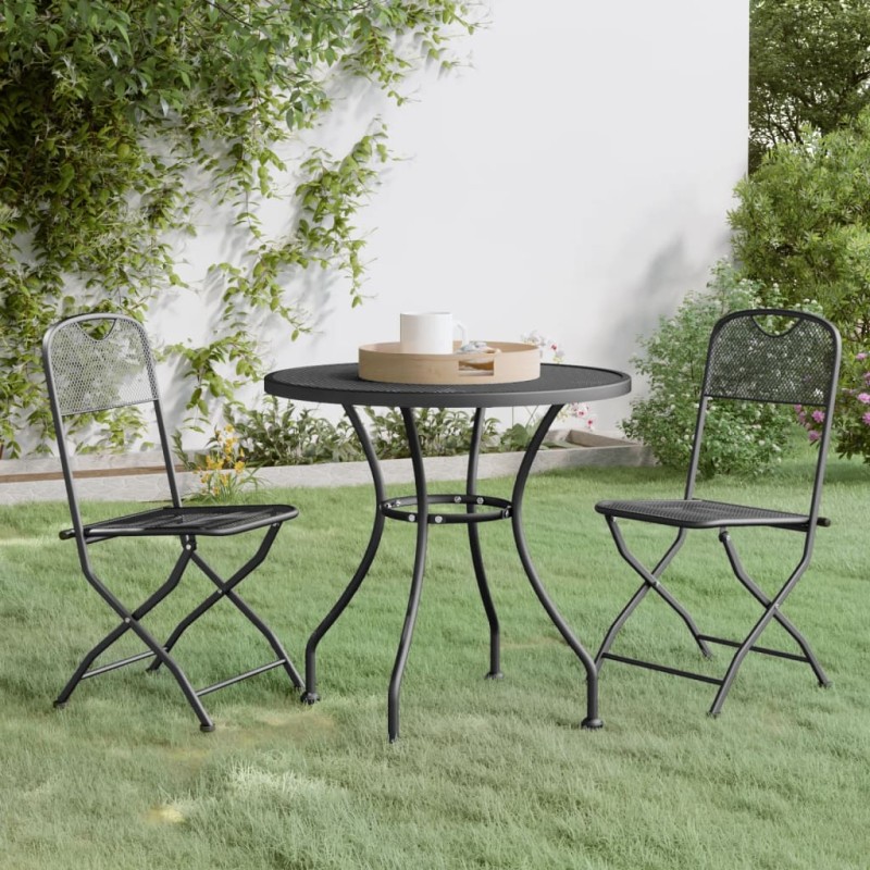 vidaXL 3-tlg. Garten-Essgruppe Streckmetall Anthrazit vidaXL 3-tlg. Garten-Essgruppe Streckmetall Anthrazit