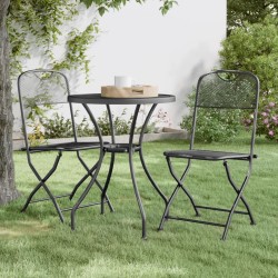 3-tlg. Garten-Essgruppe Streckmetallgitter Anthrazit