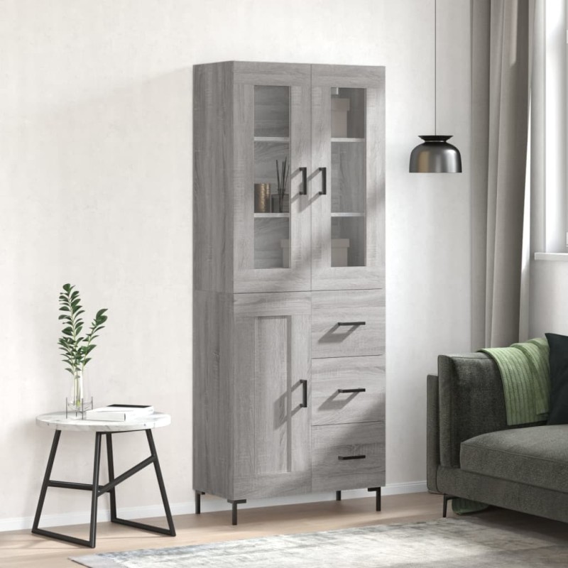 Highboard Grau Sonoma 69,5x34x180 cm Holzwerkstoff Highboard Grau Sonoma 69,5x34x180 cm Holzwerkstoff