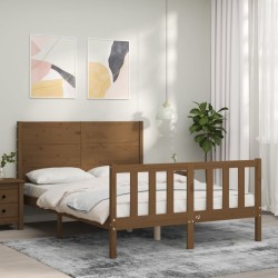 Massivholzbett mit Kopfteil Honigbraun 140x200 cm