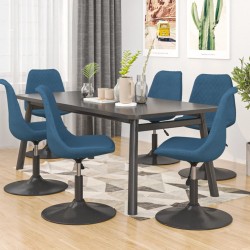 Esszimmerstühle 6 Stk. Drehbar Blau Samt