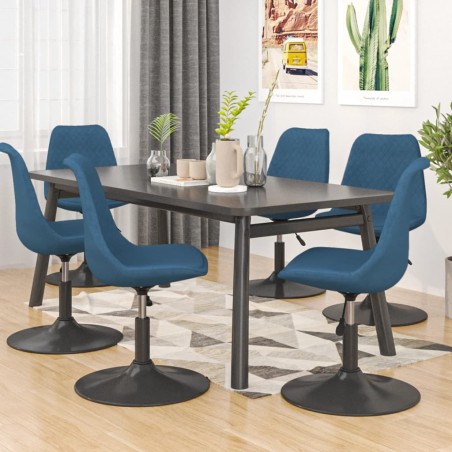 Esszimmerstühle 6 Stk. Drehbar Blau Samt