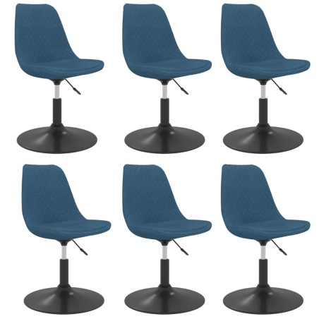 Esszimmerstühle 6 Stk. Drehbar Blau Samt