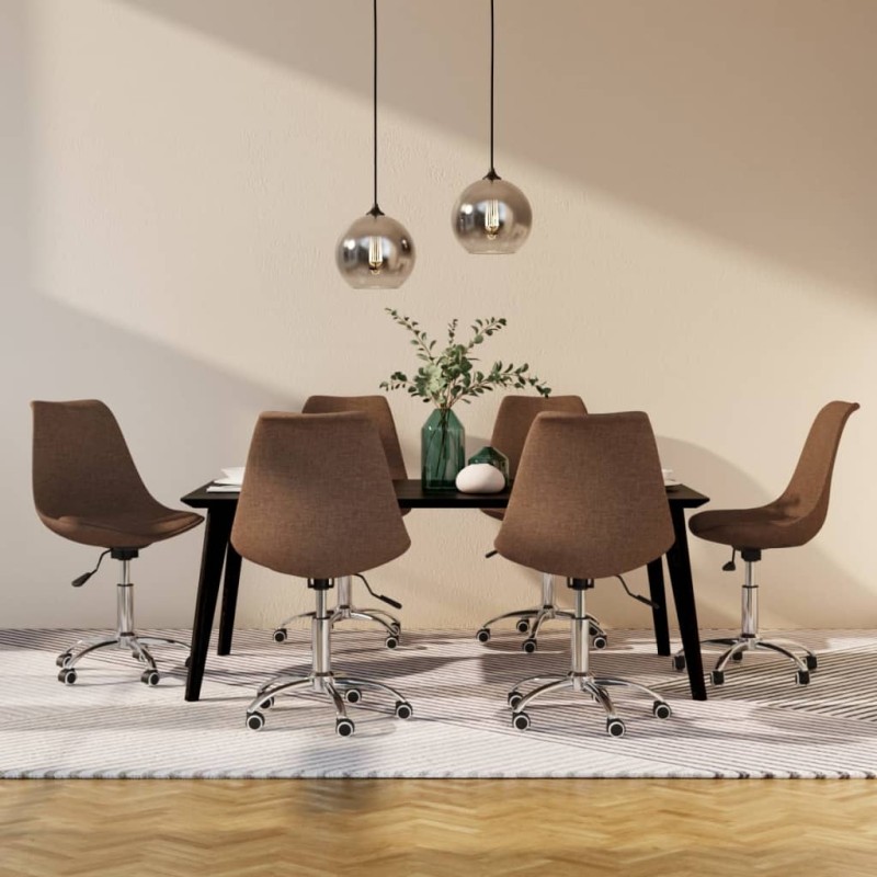 vidaXL Esszimmerstühle 6 Stk. Drehbar Taupe Stoff vidaXL Esszimmerstühle 6 Stk. Drehbar Taupe Stoff