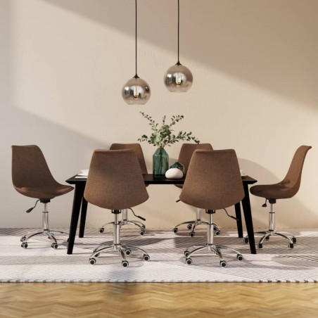 vidaXL Esszimmerstühle 6 Stk. Drehbar Taupe Stoff
