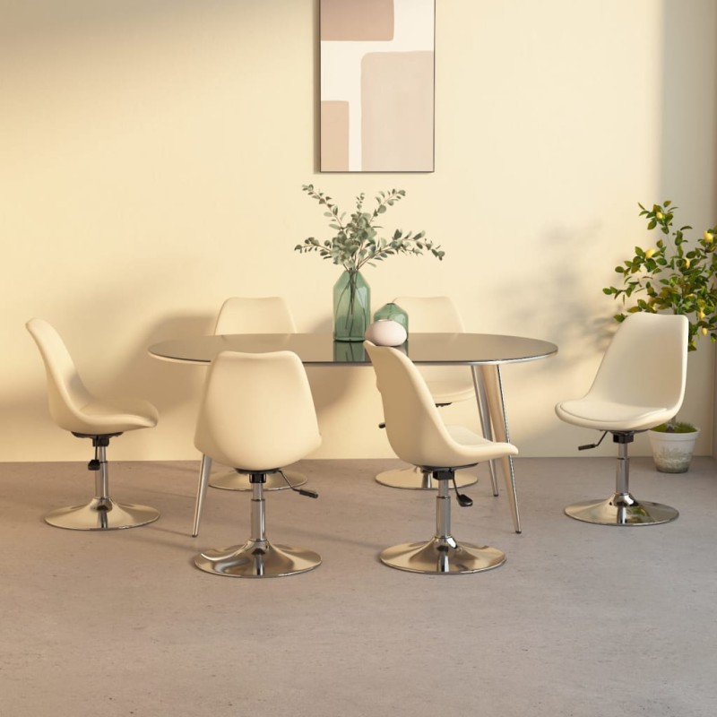 vidaXL Esszimmerstühle 6 Stk. Drehbar Creme Stoff vidaXL Esszimmerstühle 6 Stk. Drehbar Creme Stoff