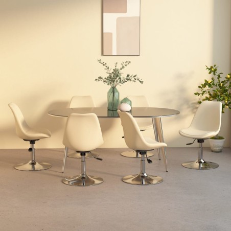 vidaXL Esszimmerstühle 6 Stk. Drehbar Creme Stoff