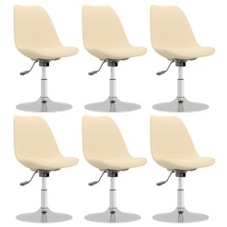 vidaXL Esszimmerstühle 6 Stk. Drehbar Creme Stoff