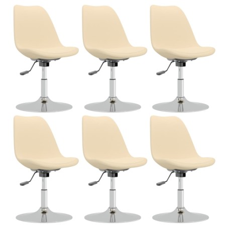 vidaXL Esszimmerstühle 6 Stk. Drehbar Creme Stoff
