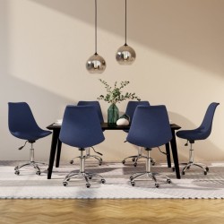 Esszimmerstühle 6 Stk. Drehbar Blau Stoff