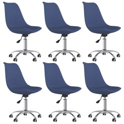 Esszimmerstühle 6 Stk. Drehbar Blau Stoff