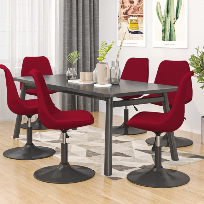 Esszimmerstühle 6 Stk. Drehbar Rot Samt Esszimmerstühle 6 Stk. Drehbar Rot Samt