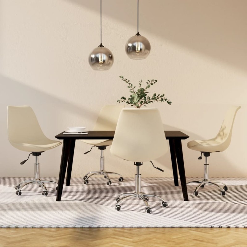Esszimmerstühle 4 Stk. Drehbar Creme Stoff Esszimmerstühle 4 Stk. Drehbar Creme Stoff