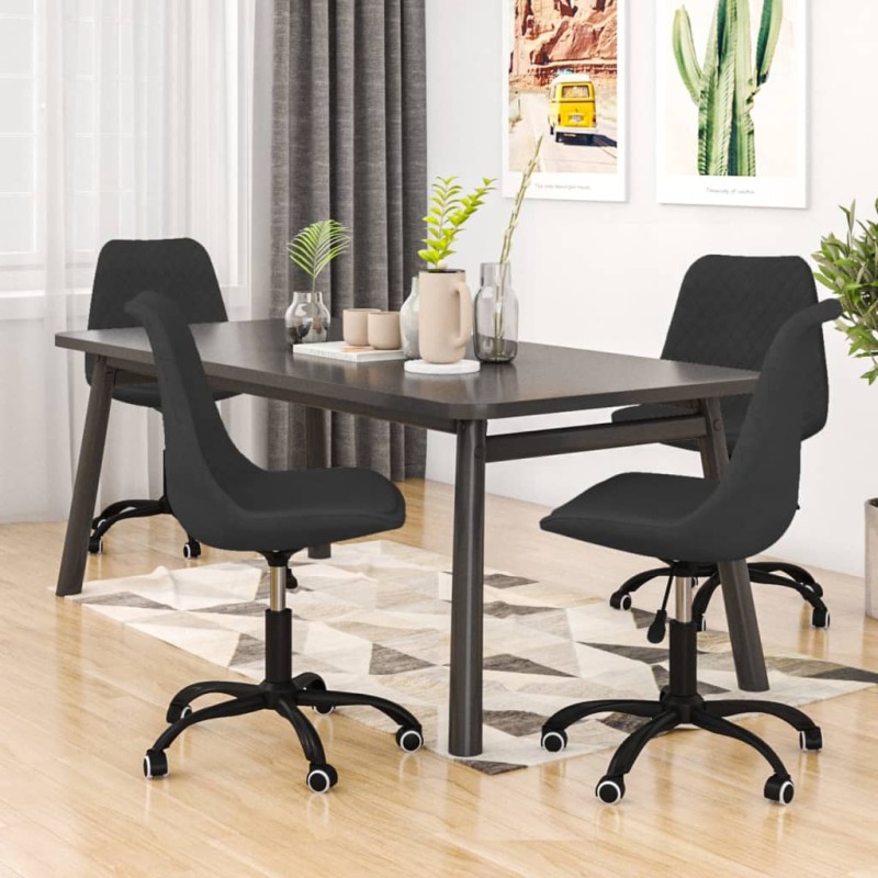 Esszimmerstühle 4 Stk. Drehbar Schwarz Stoff Esszimmerstühle 4 Stk. Drehbar Schwarz Stoff