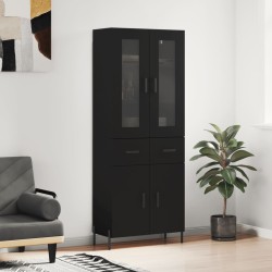 vidaXL Highboard Schwarz 69,5x34x180 cm Holzwerkstoff