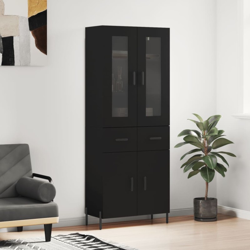 vidaXL Highboard Schwarz 69,5x34x180 cm Holzwerkstoff vidaXL Highboard Schwarz 69,5x34x180 cm Holzwerkstoff