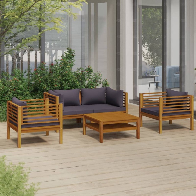 5-tlg. Garten-Lounge-Set mit Auflage Massivholz Akazie 5-tlg. Garten-Lounge-Set mit Auflage Massivholz Akazie