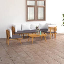 vidaXL 7-tlg. Garten-Lounge-Set mit Kissen Massivholz Akazie