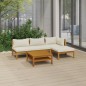 vidaXL 5-tlg. Garten-Lounge-Set mit Creme Kissen Massivholz Akazie vidaXL 5-tlg. Garten-Lounge-Set mit Creme Kissen Massivholz Akazie
