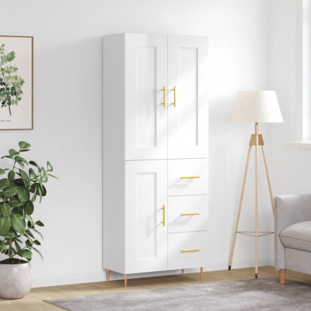 Highboard Hochglanz-Weiß 69,5x34x180 cm Holzwerkstoff