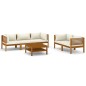 6-tlg. Garten-Lounge-Set mit Creme Kissen Massivholz Akazie 6-tlg. Garten-Lounge-Set mit Creme Kissen Massivholz Akazie