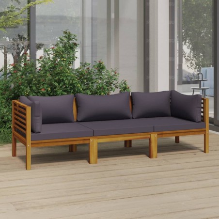 3-Sitzer-Gartensofa mit Auflage Akazie Massivholz