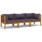 3-Sitzer-Gartensofa mit Auflage Akazie Massivholz 3-Sitzer-Gartensofa mit Auflage Akazie Massivholz