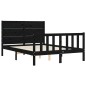 Massivholzbett mit Kopfteil Schwarz 140x200 cm Massivholzbett mit Kopfteil Schwarz 140x200 cm