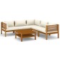6-tlg. Garten-Lounge-Set mit Creme Kissen Massivholz Akazie 6-tlg. Garten-Lounge-Set mit Creme Kissen Massivholz Akazie