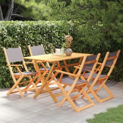 5-tlg. Garten-Essgruppe Grau Massivholz Eukalyptus