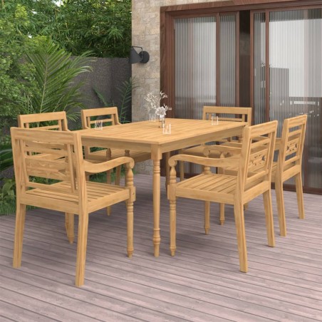 7-tlg. Garten-Essgruppe Massivholz Teak