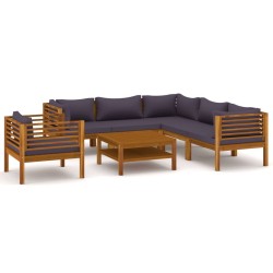 7-tlg. Garten-Lounge-Set mit Auflage Massivholz Akazie