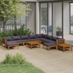 vidaXL 12-tlg. Garten-Lounge-Set mit Auflage Massivholz Akazie