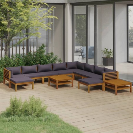 vidaXL 12-tlg. Garten-Lounge-Set mit Auflage Massivholz Akazie