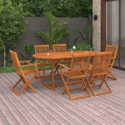 vidaXL 7-tlg. Garten-Essgruppe Massivholz Akazie