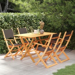 5-tlg. Garten-Essgruppe Schwarz Massivholz Eukalyptus