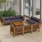 9-tlg. Garten-Lounge-Set mit Kissen Massivholz Akazie 9-tlg. Garten-Lounge-Set mit Kissen Massivholz Akazie