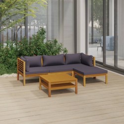 vidaXL 5-tlg. Garten-Lounge-Set mit Auflage Massivholz Akazie