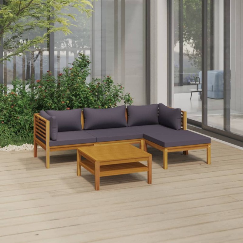 vidaXL 5-tlg. Garten-Lounge-Set mit Auflage Massivholz Akazie vidaXL 5-tlg. Garten-Lounge-Set mit Auflage Massivholz Akazie