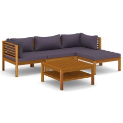 vidaXL 5-tlg. Garten-Lounge-Set mit Auflage Massivholz Akazie