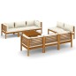 9-tlg. Garten-Lounge-Set mit Creme Kissen Massivholz Akazie 9-tlg. Garten-Lounge-Set mit Creme Kissen Massivholz Akazie