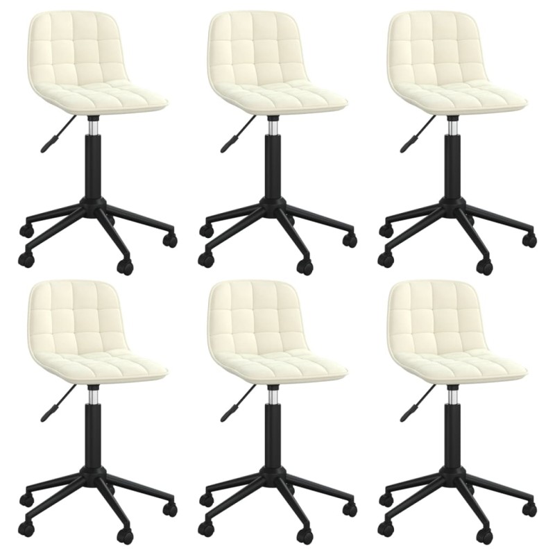 Esszimmerstühle 6 Stk. Drehbar Creme Samt Esszimmerstühle 6 Stk. Drehbar Creme Samt