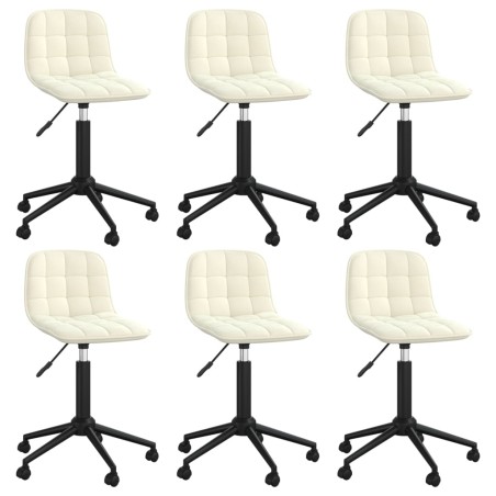 Esszimmerstühle 6 Stk. Drehbar Creme Samt