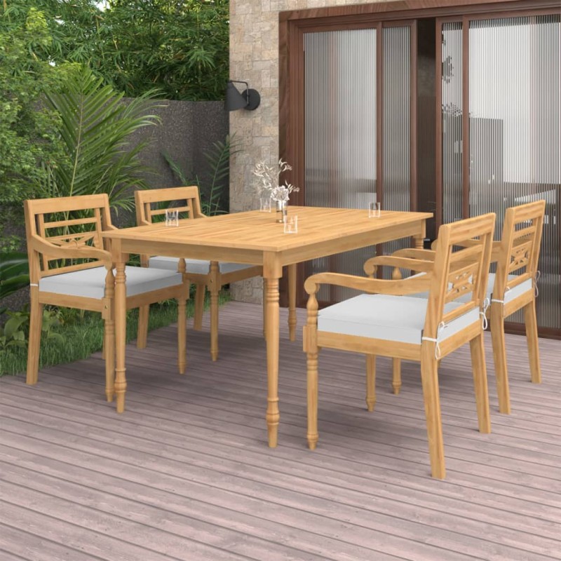 5-tlg. Garten-Essgruppe mit Kissen Massivholz Teak 5-tlg. Garten-Essgruppe mit Kissen Massivholz Teak