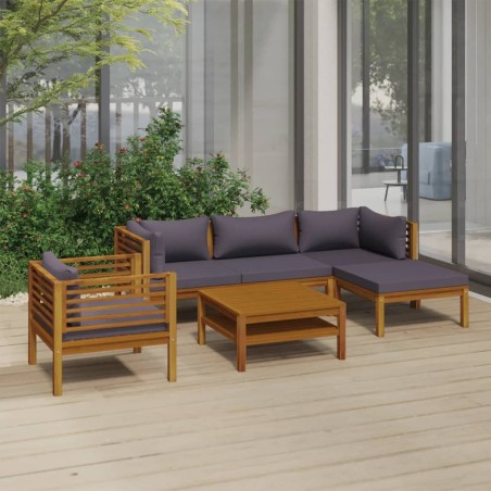 vidaXL 6-tlg. Garten-Lounge-Set mit Auflage Massivholz Akazie